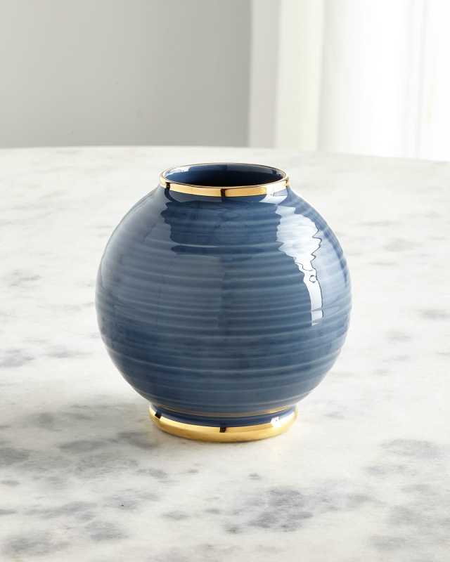 Ribbed Marion Round Ceramic Vase